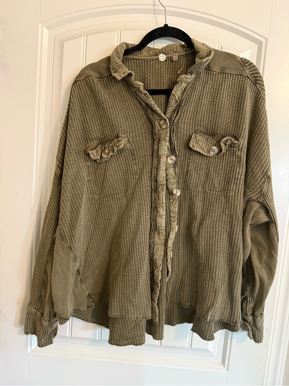 Free People Olive Utility Button-Front Jacket
